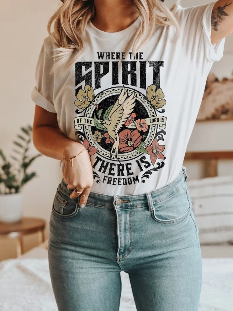 Christian Inspirational T-Shirts Jesus Faith Graphic Tees Women Vintage Aesthetic Bible Verse T Shirt Religious Tops Clothing 0