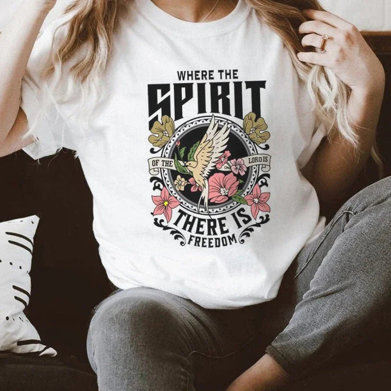 Christian Inspirational T-Shirts Jesus Faith Graphic Tees Women Vintage Aesthetic Bible Verse T Shirt Religious Tops Clothing 1