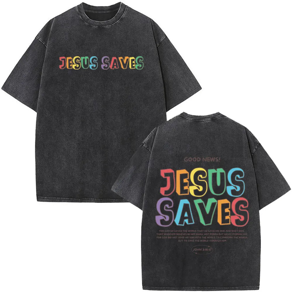 Christian Jesus Faith Over Fear Bible Verse Washed T-shirts Men Women Fashion Vintage Oversized T Shirts Harajuku Cotton T-shirt 6