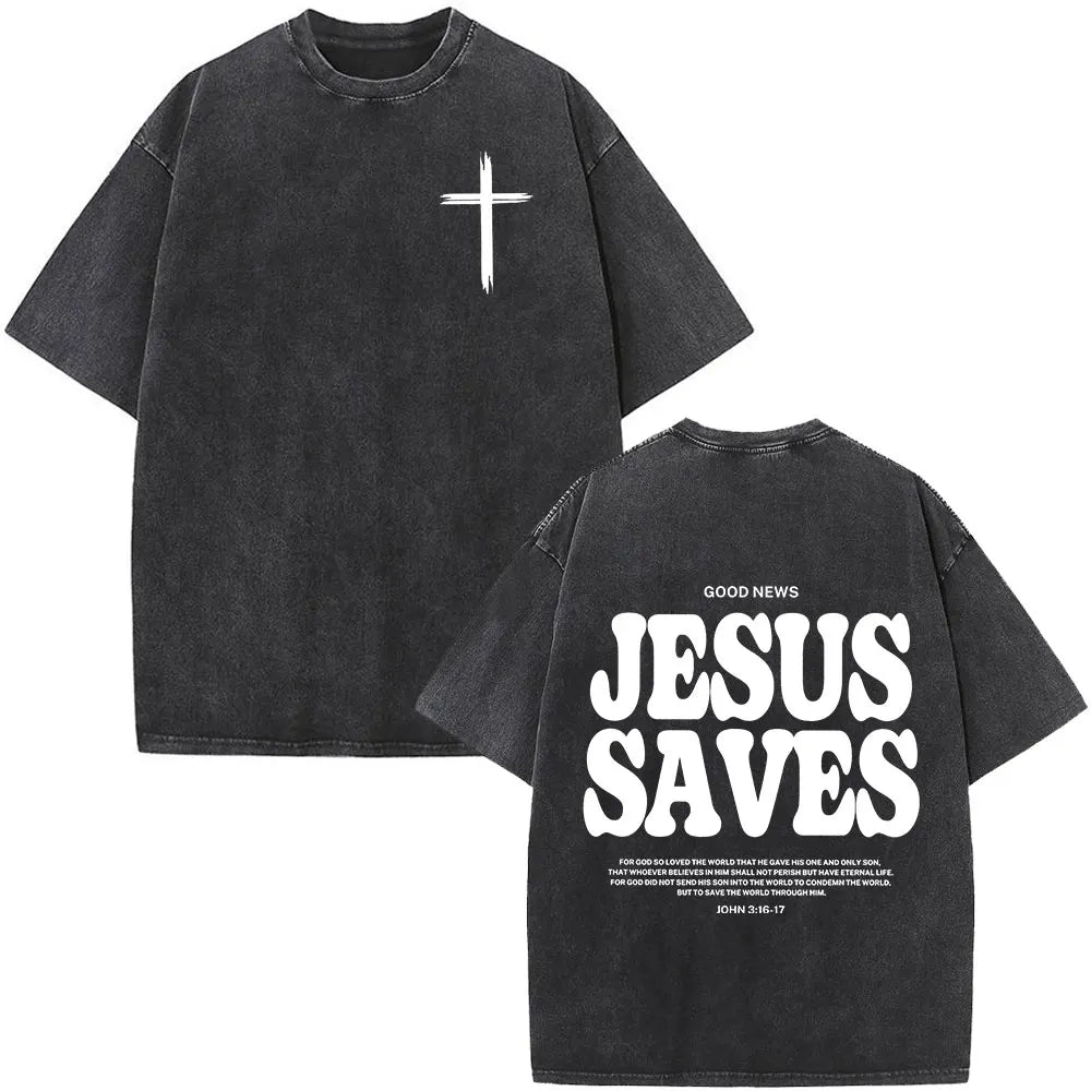 Christian Jesus Faith Over Fear Bible Verse Washed T-shirts Men Women Fashion Vintage Oversized T Shirts Harajuku Cotton T-shirt 7