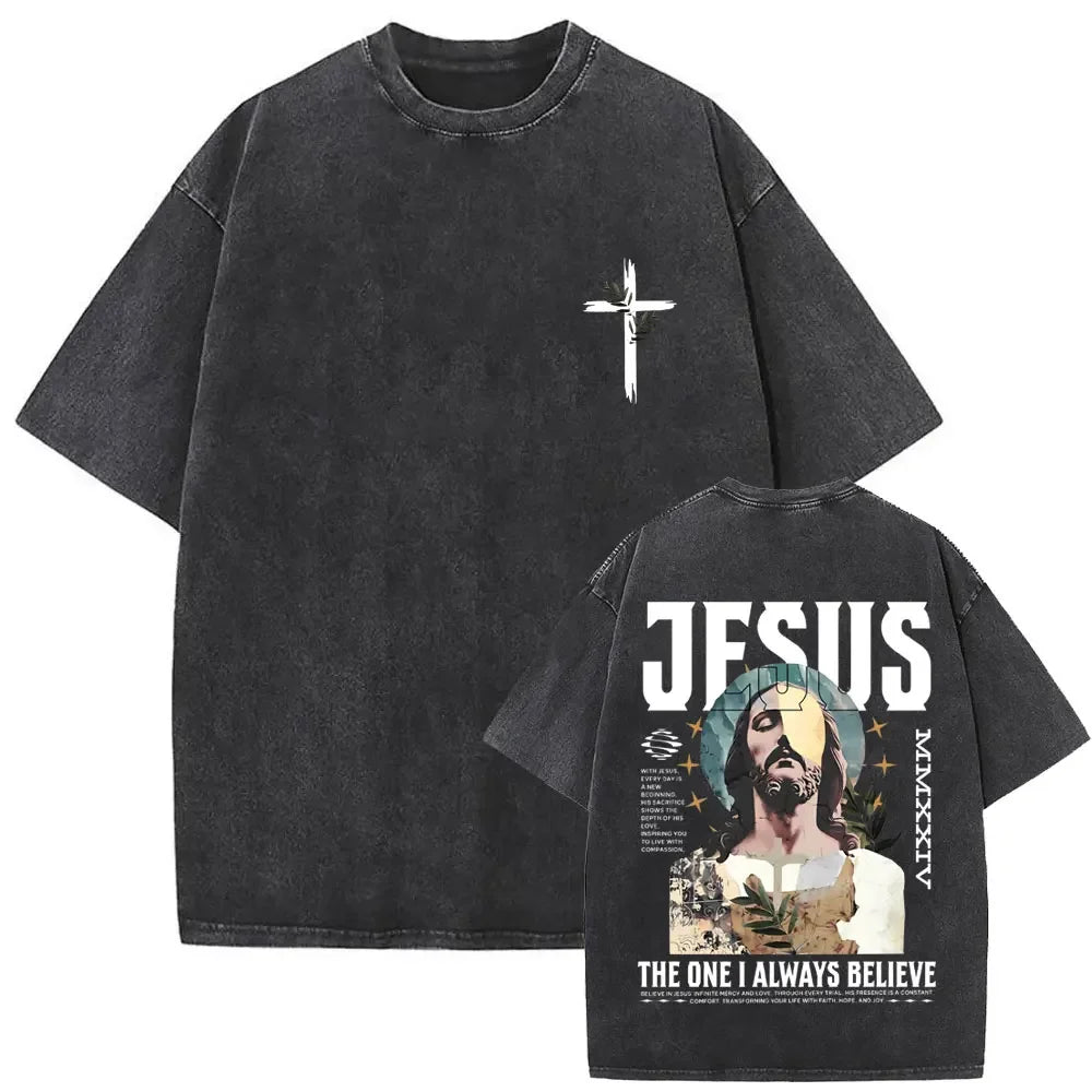Christian Religious Jesus Forgive Them Father Vintage Washed T-shirt Men Women Gothic Rock Oversized T Shirts Tops Streetwear 14