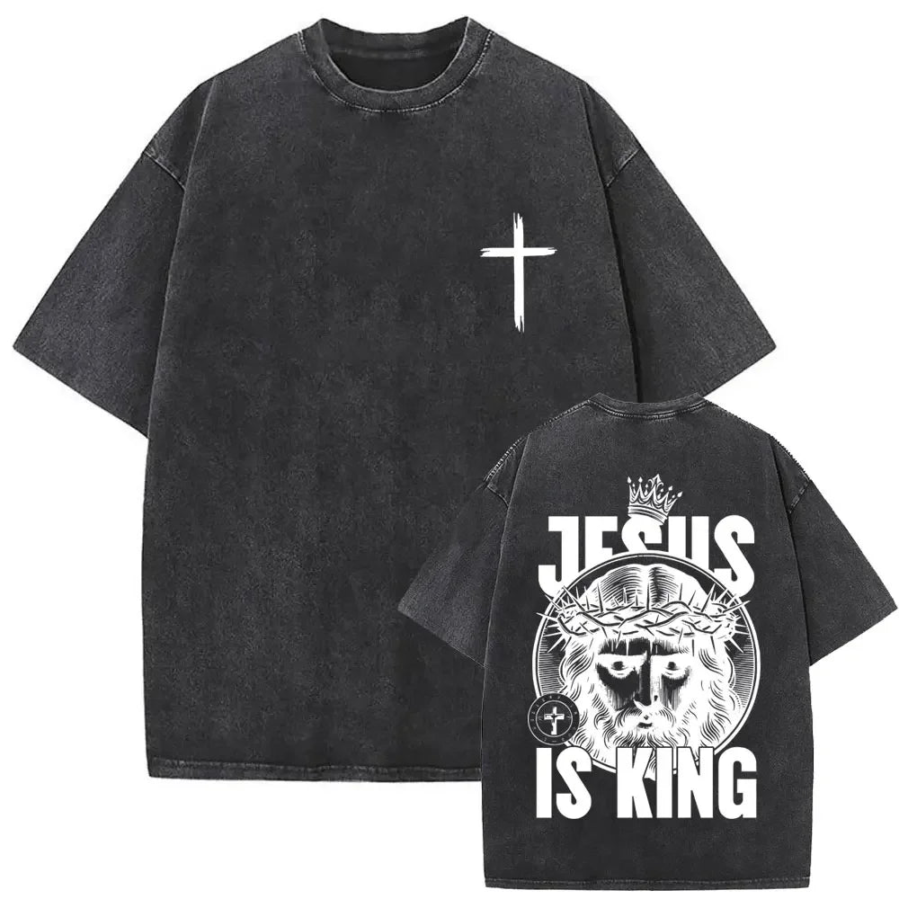 Christian Religious Jesus Forgive Them Father Vintage Washed T-shirt Men Women Gothic Rock Oversized T Shirts Tops Streetwear 21