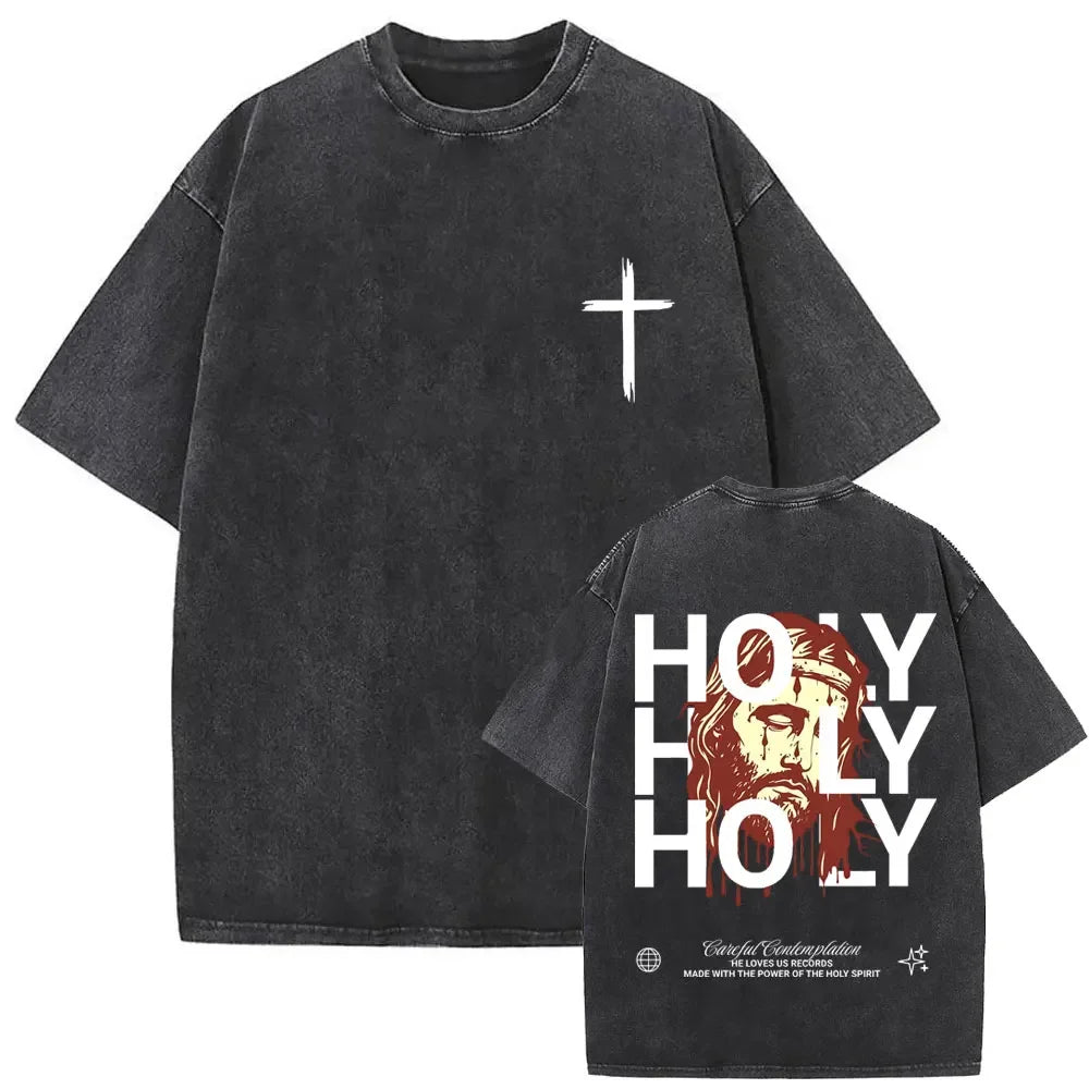 Christian Religious Jesus Forgive Them Father Vintage Washed T-shirt Men Women Gothic Rock Oversized T Shirts Tops Streetwear 25