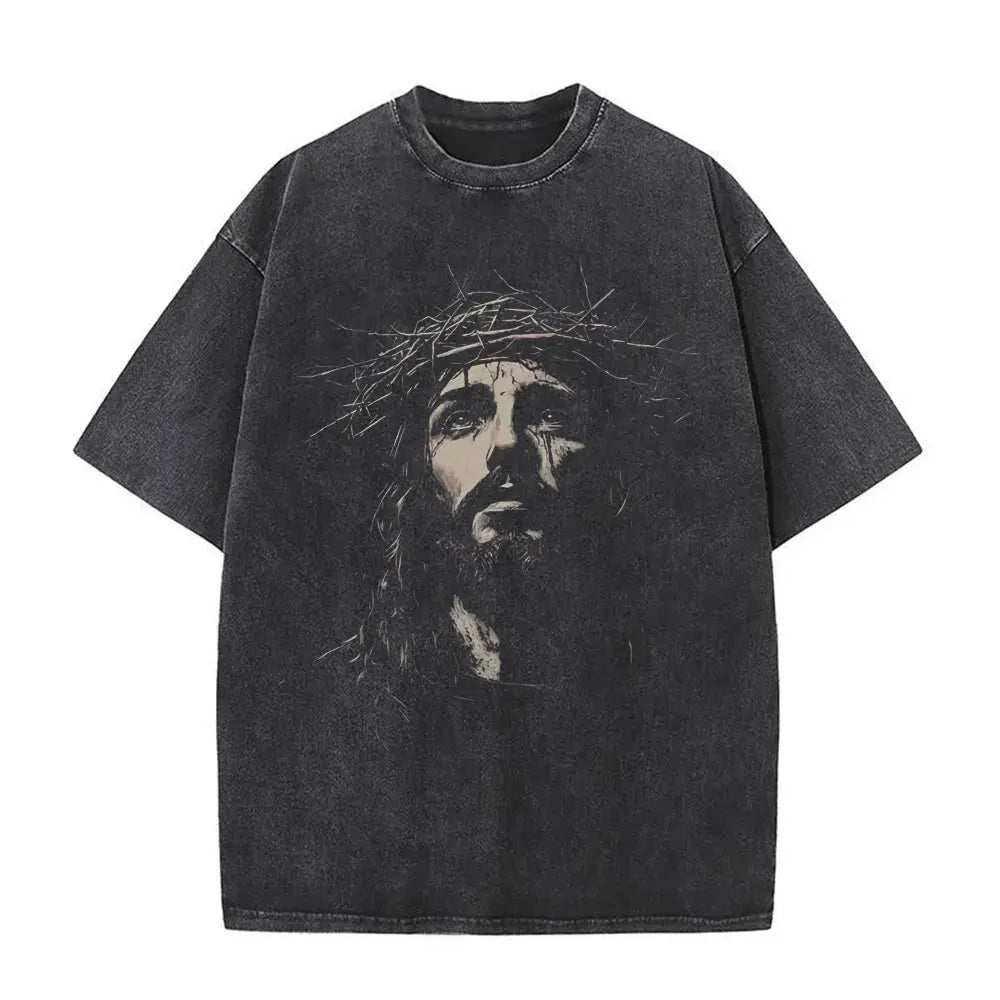 Christian Religious Jesus Forgive Them Father Vintage Washed T-shirt Men Women Gothic Rock Oversized T Shirts Tops Streetwear 26