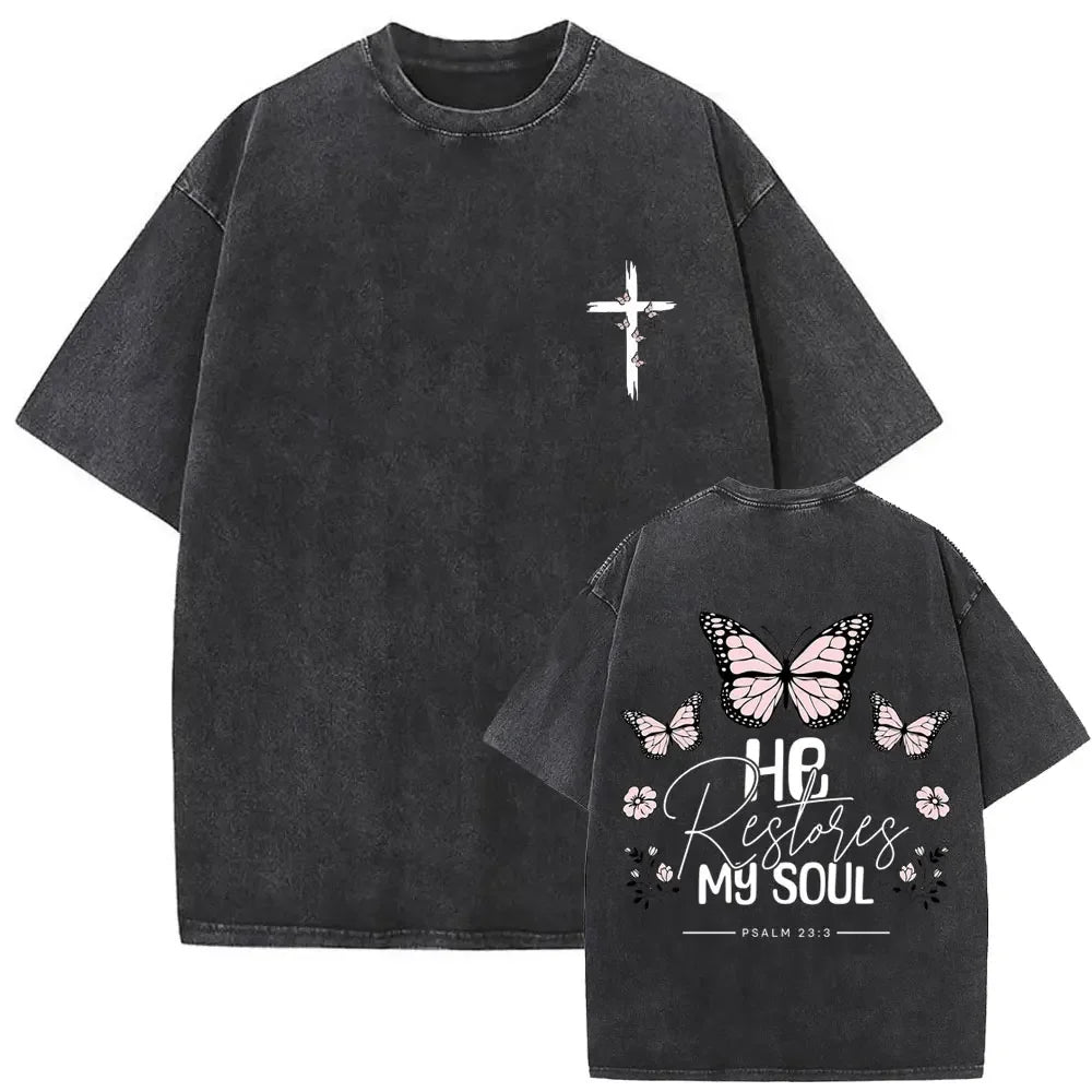 Christian Religious Jesus Forgive Them Father Vintage Washed T-shirt Men Women Gothic Rock Oversized T Shirts Tops Streetwear 27