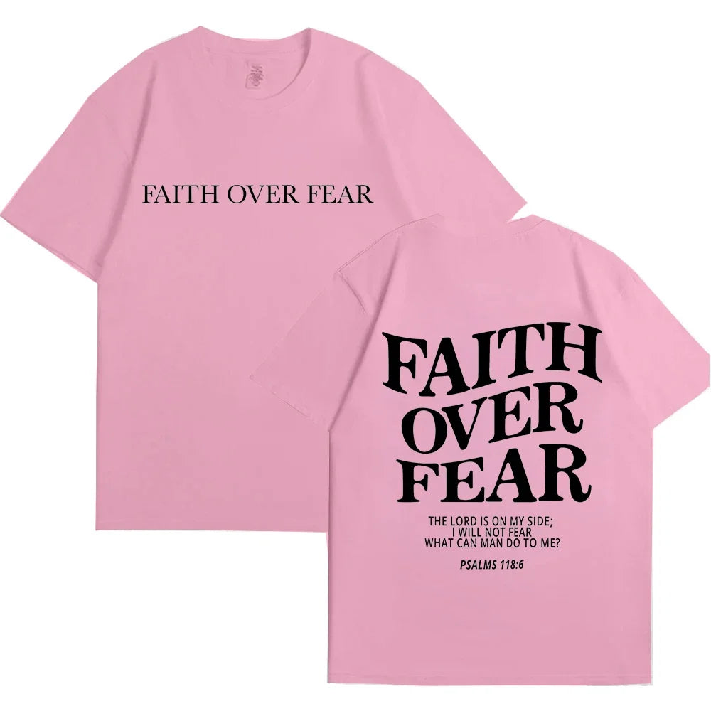 Faith Over Fear Christian Women T-shirts Christian Clothes Jesus Fashion Trendy T-shirts Bible Verse Sportwear Aesthetic Clothes 1