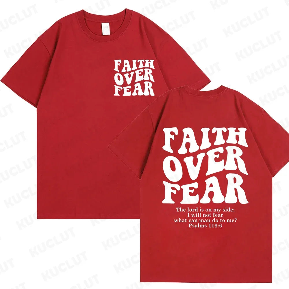 Faith Over Fear Christian Women T-shirts Christian Clothes Jesus Fashion Trendy T-shirts Bible Verse Sportwear Aesthetic Clothes 21