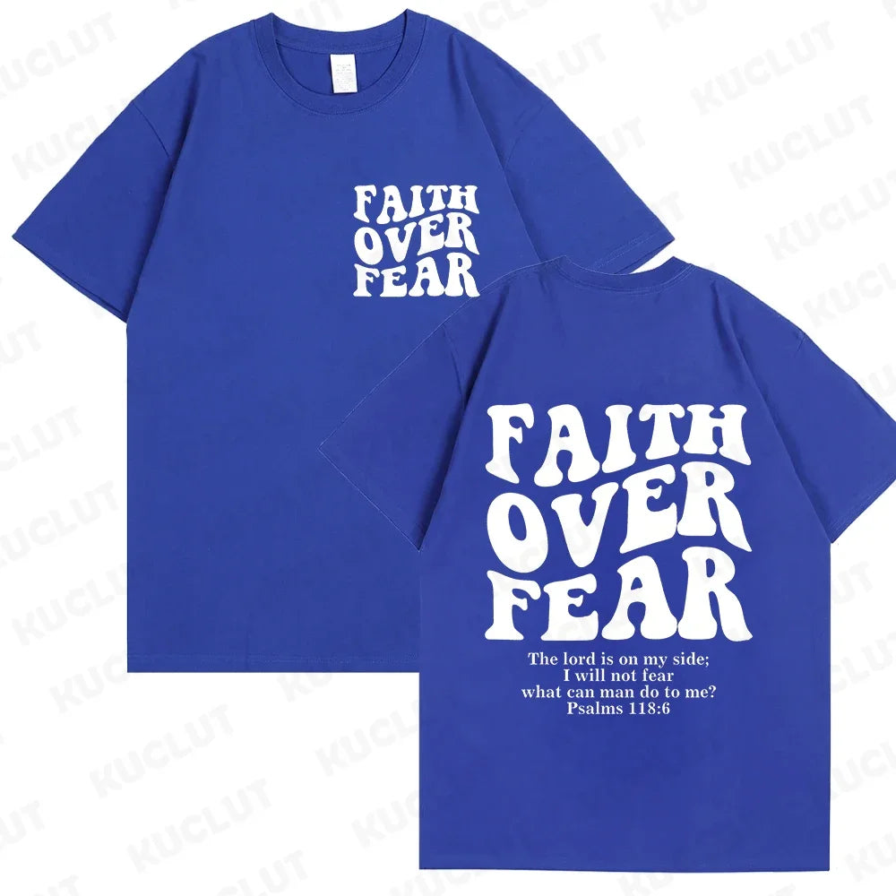 Faith Over Fear Christian Women T-shirts Christian Clothes Jesus Fashion Trendy T-shirts Bible Verse Sportwear Aesthetic Clothes 24