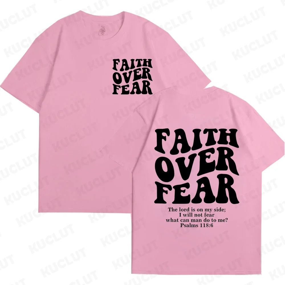 Faith Over Fear Christian Women T-shirts Christian Clothes Jesus Fashion Trendy T-shirts Bible Verse Sportwear Aesthetic Clothes 8