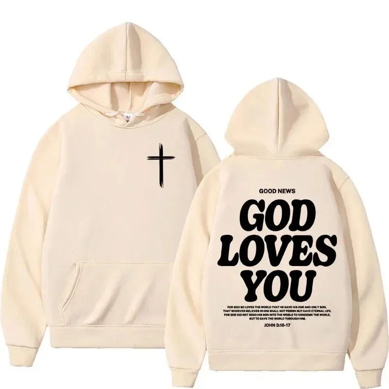 Harajuku Aesthetic Christian Jesus Church Hoodie Bible Verse God Loves You Hooded Men's Women Vintage Sweatshirts Streetwear Y2K 5