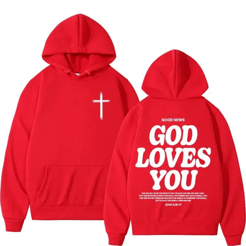 Harajuku Aesthetic Christian Jesus Church Hoodie Bible Verse God Loves You Hooded Men's Women Vintage Sweatshirts Streetwear Y2K 6