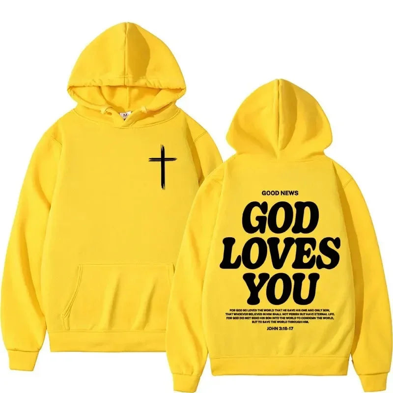 Harajuku Aesthetic Christian Jesus Church Hoodie Bible Verse God Loves You Hooded Men's Women Vintage Sweatshirts Streetwear Y2K 8