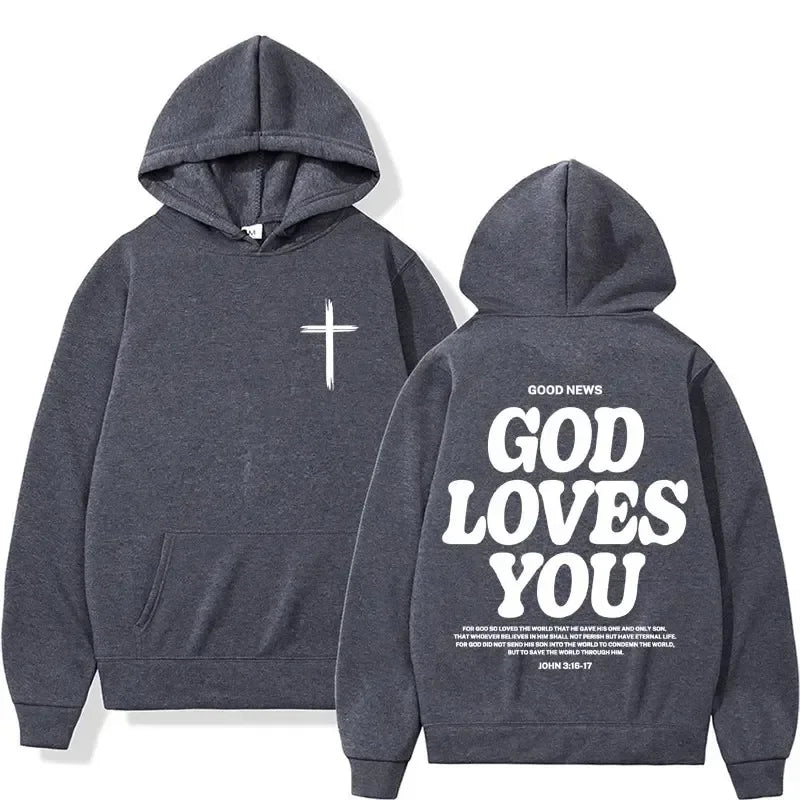 Harajuku Aesthetic Christian Jesus Church Hoodie Bible Verse God Loves You Hooded Men's Women Vintage Sweatshirts Streetwear Y2K 9