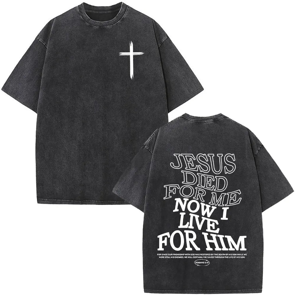 Heart Cross Christian Jesus Faith Over Fear Bible Verse Vintage Washed T-shirts Unisex Fashion Oversized T Shirts Cotton T-shirt 0