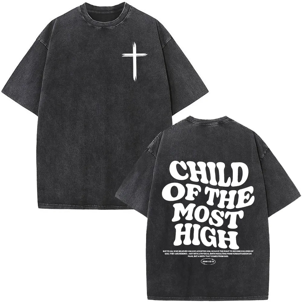 Heart Cross Christian Jesus Faith Over Fear Bible Verse Vintage Washed T-shirts Unisex Fashion Oversized T Shirts Cotton T-shirt 9