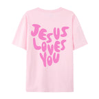 Jesus Loves Me Letter Prints Female Cotton T-Shirts Fashion O-Neck Oversize Tops Casual Loose Soft Short Sleeve Women Clothing 14