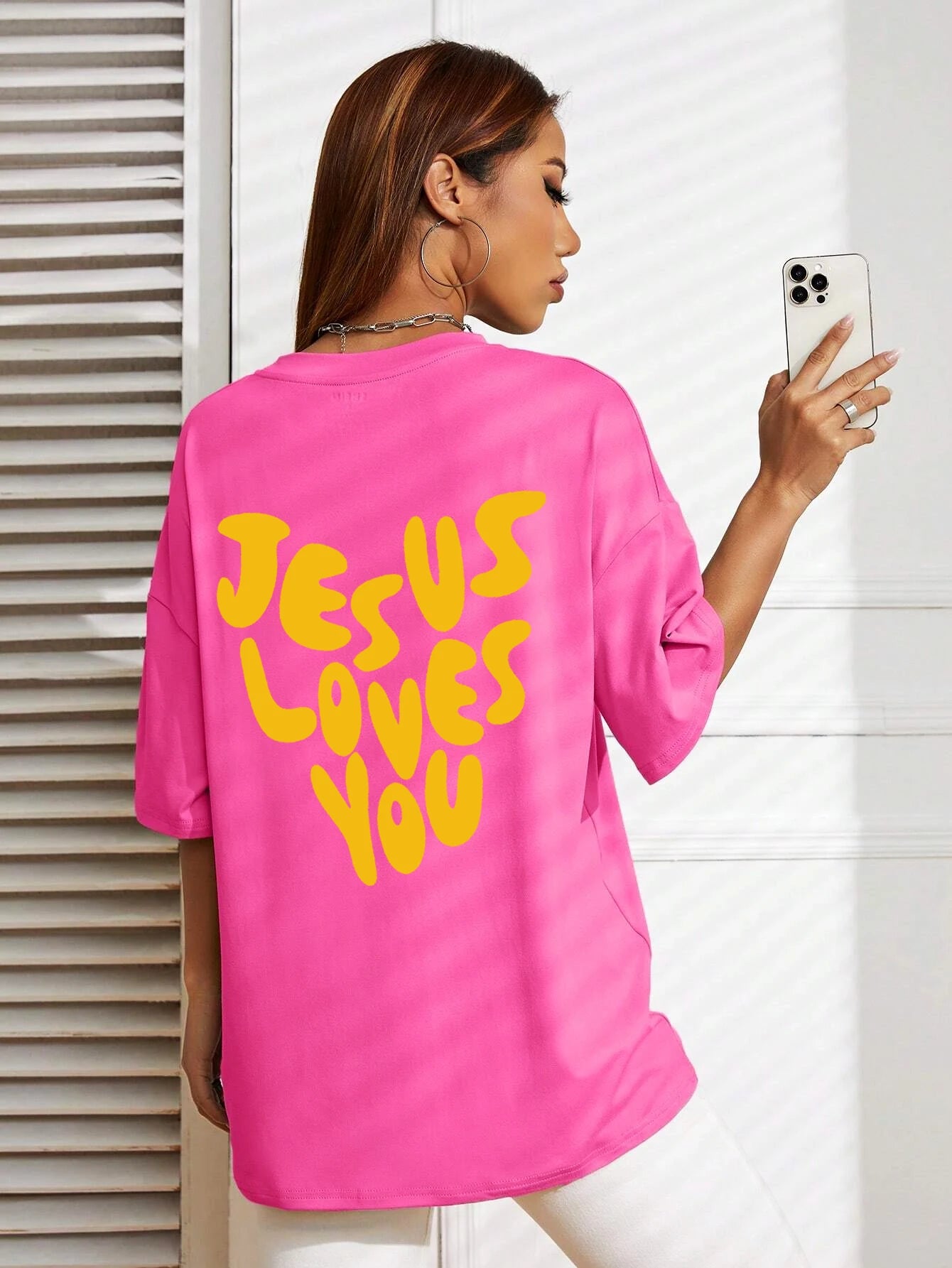 Jesus Loves Me Letter Prints Female Cotton T-Shirts Fashion O-Neck Oversize Tops Casual Loose Soft Short Sleeve Women Clothing 2