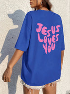 Jesus Loves Me Letter Prints Female Cotton T-Shirts Fashion O-Neck Oversize Tops Casual Loose Soft Short Sleeve Women Clothing 4