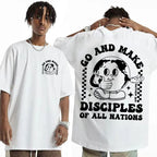 Large Cotton Men's Go Make Disciple Christian Street Wear T-shirt Retro Bible T-shirt Fashion Aesthetics Short Sleeve T-shirt 17
