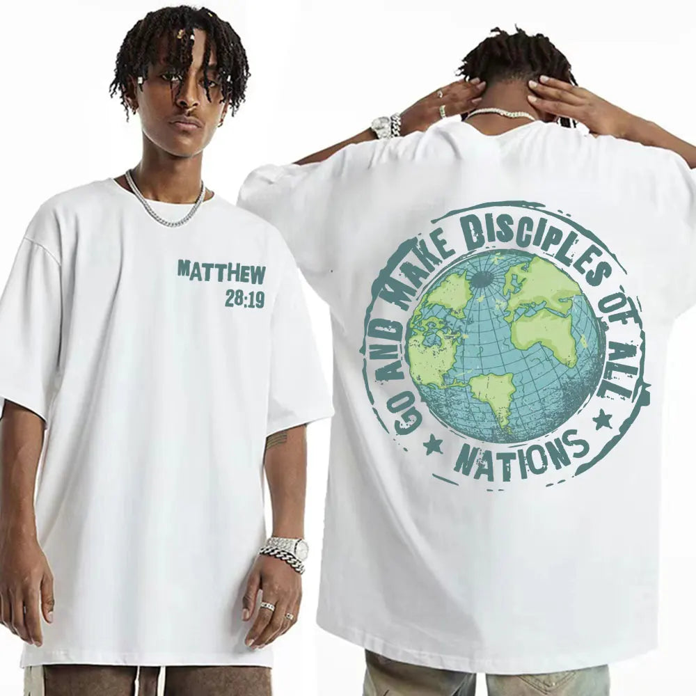 Large Cotton Men's Go Make Disciple Christian Street Wear T-shirt Retro Bible T-shirt Fashion Aesthetics Short Sleeve T-shirt 6