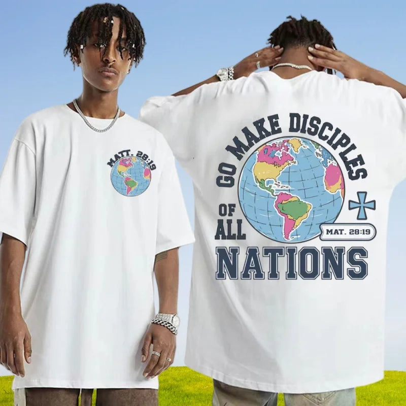 Large Cotton Men's Go Make Disciple Christian Street Wear T-shirt Retro Bible T-shirt Fashion Aesthetics Short Sleeve T-shirt 9