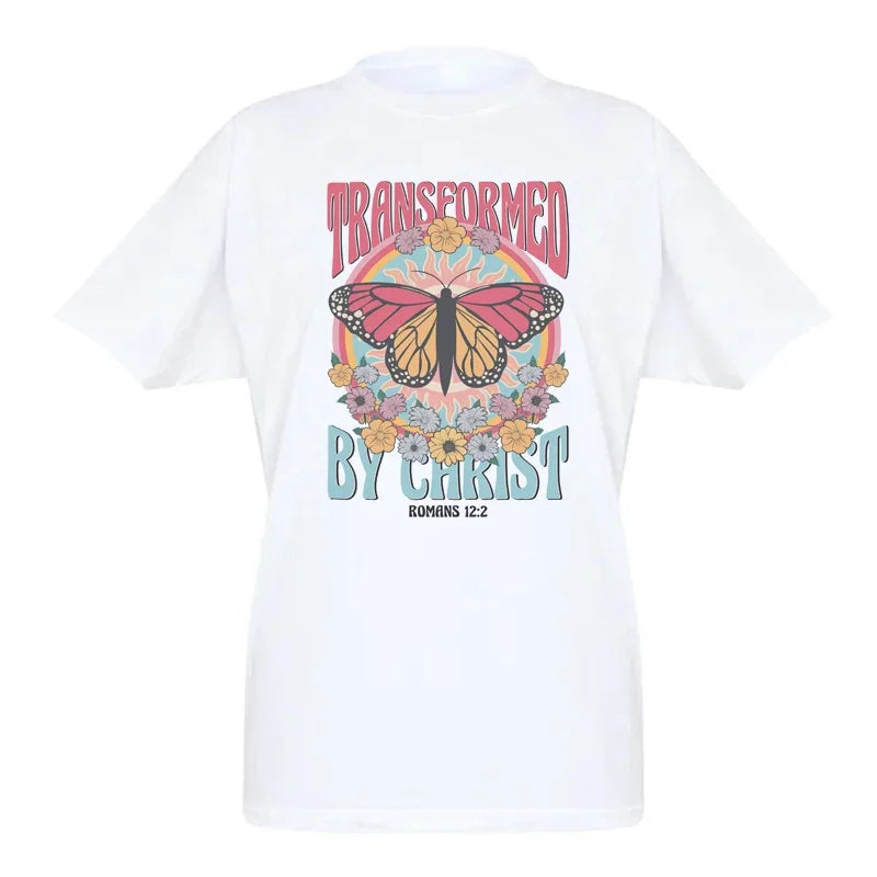 Vintage Aesthetic Bible Verse Tee Shirt Women Short Sleeve Floral Print Christian T-Shirts Religious T Shirt Retro Boho Tops 1