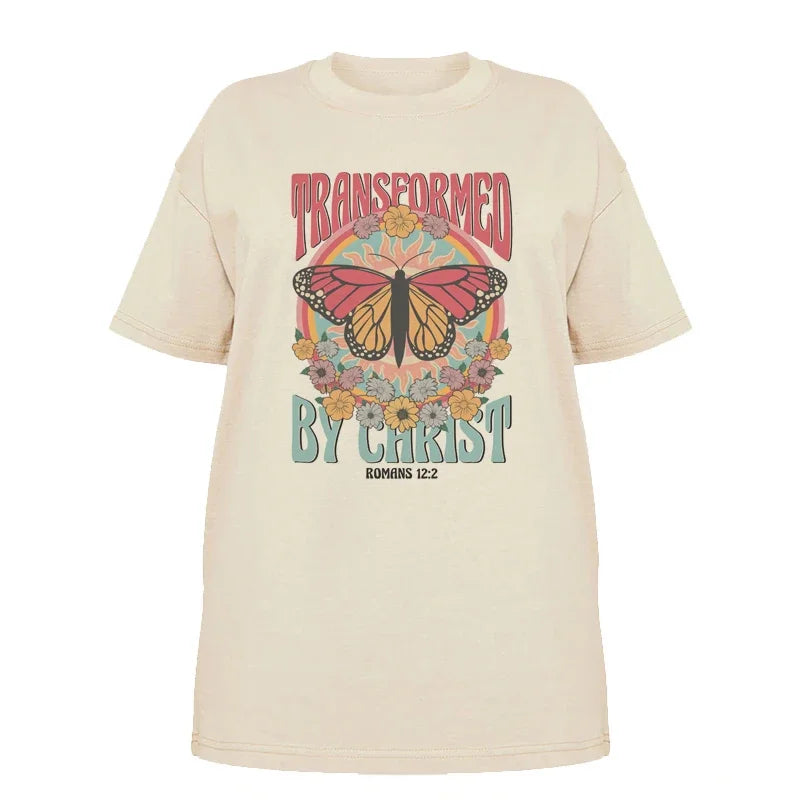 Vintage Aesthetic Bible Verse Tee Shirt Women Short Sleeve Floral Print Christian T-Shirts Religious T Shirt Retro Boho Tops 2