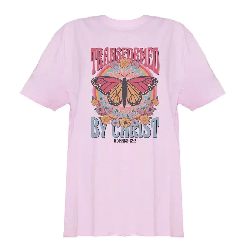 Vintage Aesthetic Bible Verse Tee Shirt Women Short Sleeve Floral Print Christian T-Shirts Religious T Shirt Retro Boho Tops 3