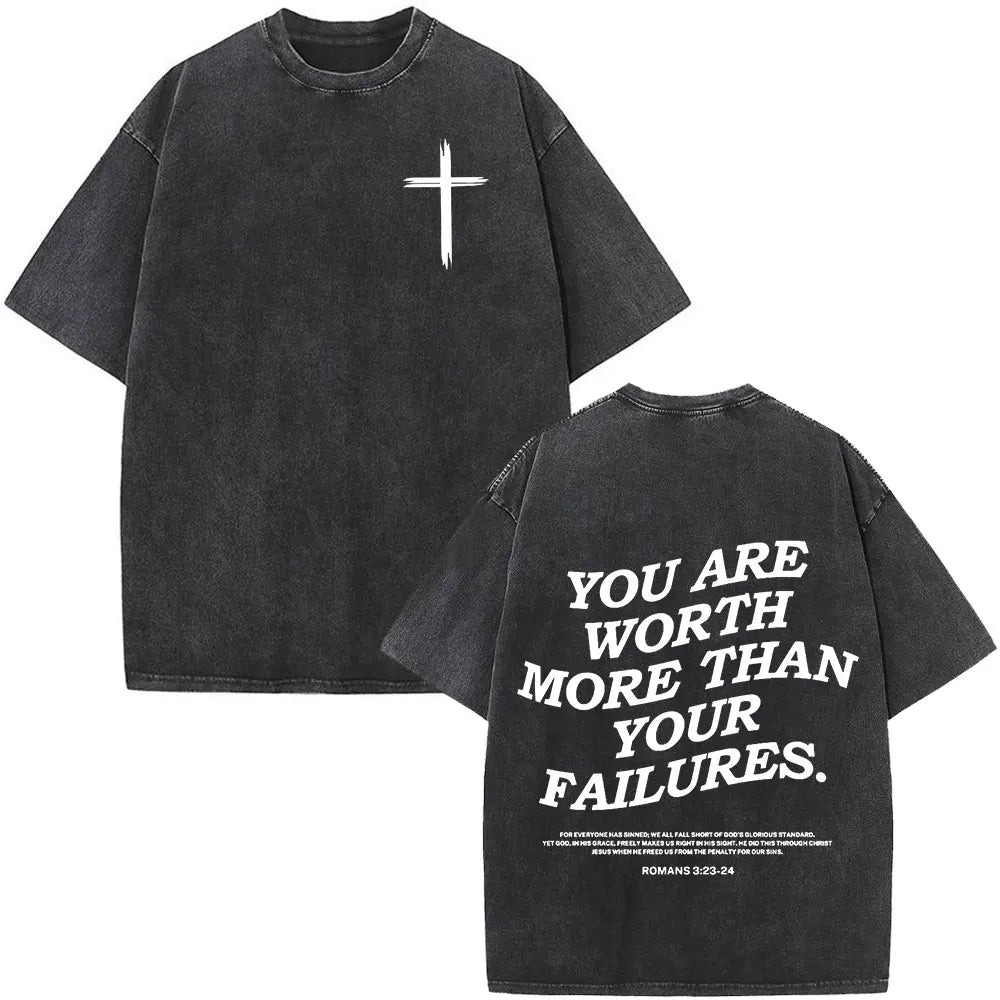 Vintage Washed Aesthetic Christian T-shirt Jesus Died for Me Now I Live for Him T-shirts Men's Women Fashion Oversized T Shirt 6