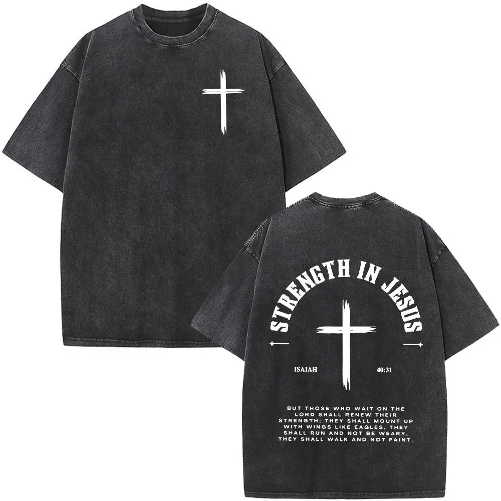 Vintage Washed Aesthetic Christian T-shirt Jesus Died for Me Now I Live for Him T-shirts Men's Women Fashion Oversized T Shirt 7