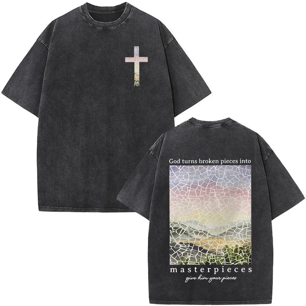 Vintage Washed Aesthetic Christian T-shirt Jesus Died for Me Now I Live for Him T-shirts Men's Women Fashion Oversized T Shirt 9