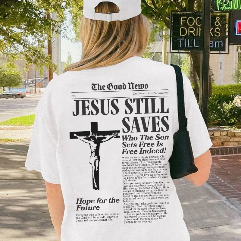 Women Retro Fashion Jesus Bible Verse T-Shirt Unisex Oversized Harajuku Streetwear Graphic Tees Christian Shirt Faith Tops Gifts 0